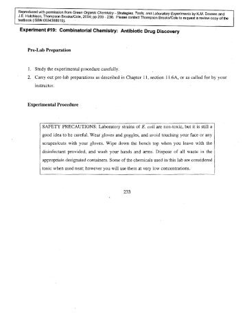 Experiment #19: Combinatorial Chemistry: Antibiotic Drug Discovery ...