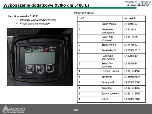 Informacje techniczne o kombajnie FENDT - Korbanek