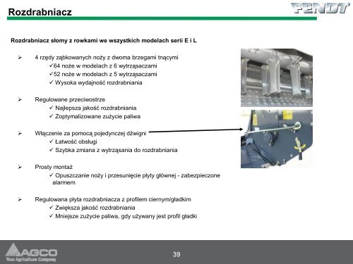 Informacje techniczne o kombajnie FENDT - Korbanek