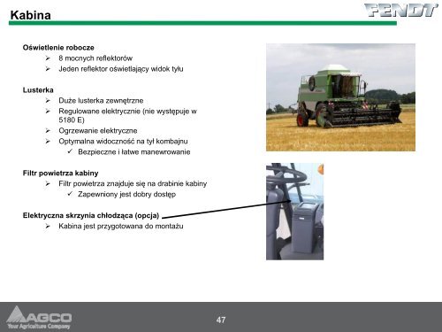 Informacje techniczne o kombajnie FENDT - Korbanek