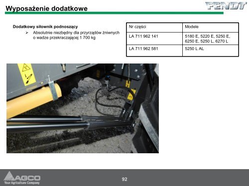 Informacje techniczne o kombajnie FENDT - Korbanek