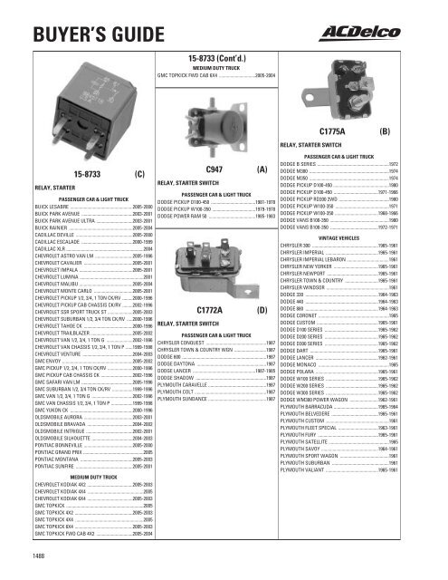 BUYER'S GUIDE - ACDelco