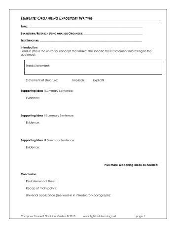 Expository essay writing frame