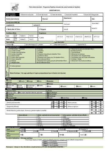 Fiche inventaire terrain