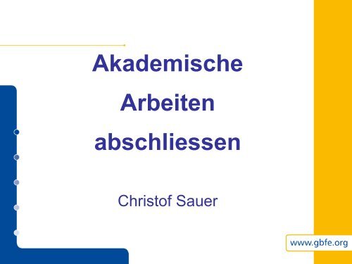 Akademische Arbeiten abschliessen - GBFE