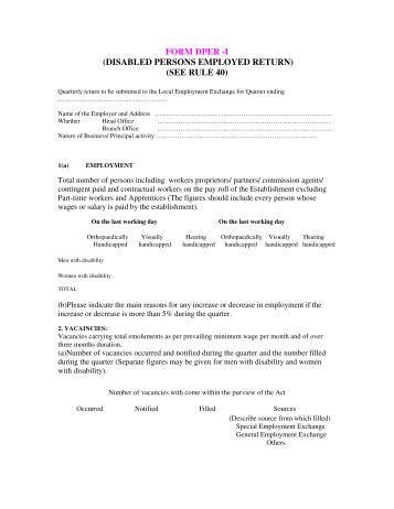 FORM DPER -I (DISABLED PERSONS EMPLOYED RETURN) (SEE ...