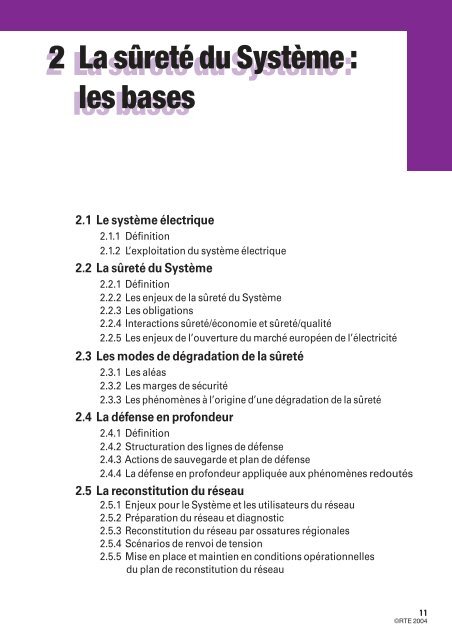 MÃ©mento de la sÃ»retÃ© du systÃ¨me Ã©lectrique â Version 2004 - RTE