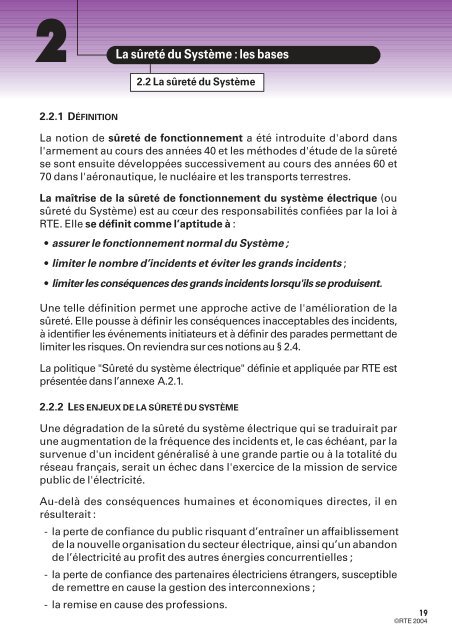 MÃ©mento de la sÃ»retÃ© du systÃ¨me Ã©lectrique â Version 2004 - RTE