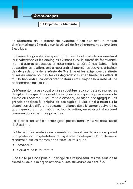 MÃ©mento de la sÃ»retÃ© du systÃ¨me Ã©lectrique â Version 2004 - RTE