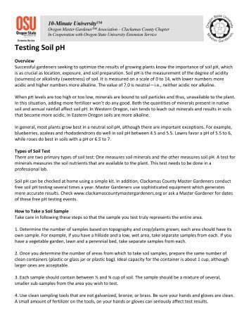 Testing Soil pH - Clackamas County Master Gardeners