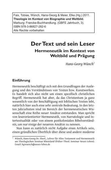 WÃ¼nch, Hans-Georg: Der Text und sein Leser - GBFE