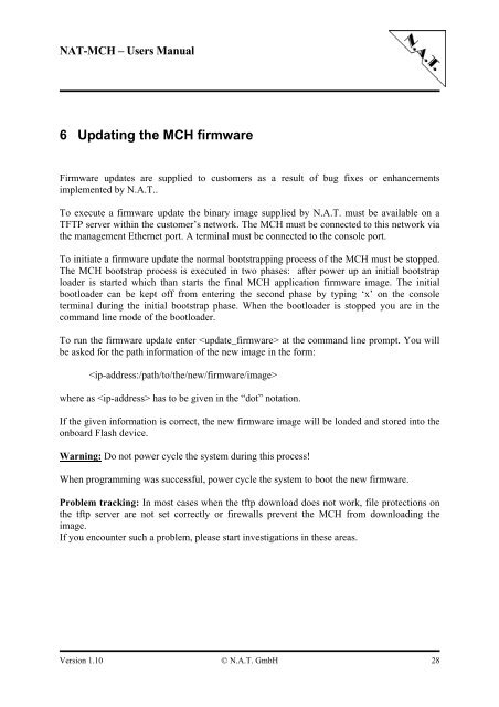 NAT-MCH Users Manual Version 1.10