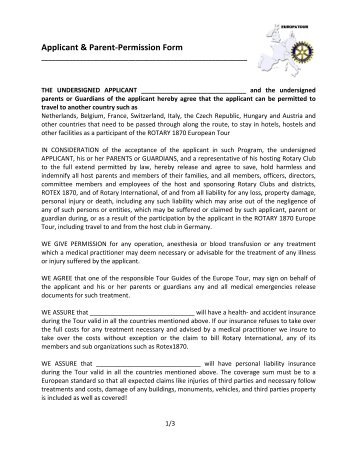 Parental Permission Letter And Form For Groups