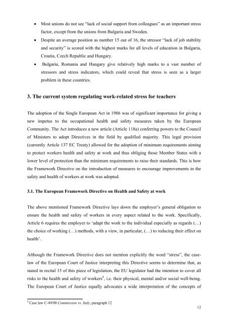 Report on the ETUCE Survey on Teachers' Work- related Stress