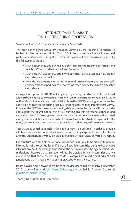 The use and misuse of teacher appraisal - Education International