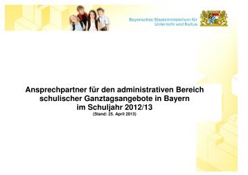 Ansprechpartner Administrativer Bereich - Ganztagsschulen in Bayern