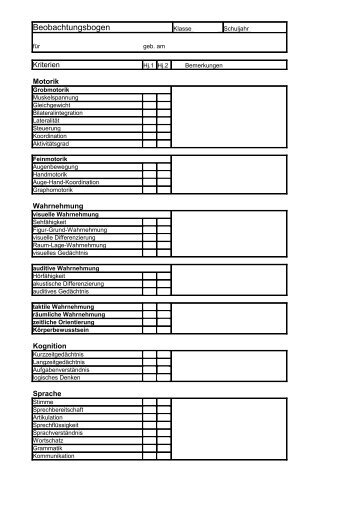 Beobachtungsbogen herunterladen - Ganztägig Lernen - Bayern