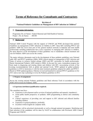 Terms of Reference for Consultants and Contractors - National AIDS ...