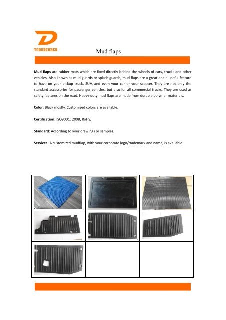 Rubber Molded Catalog from Todo Rubber Co.,LTD 
