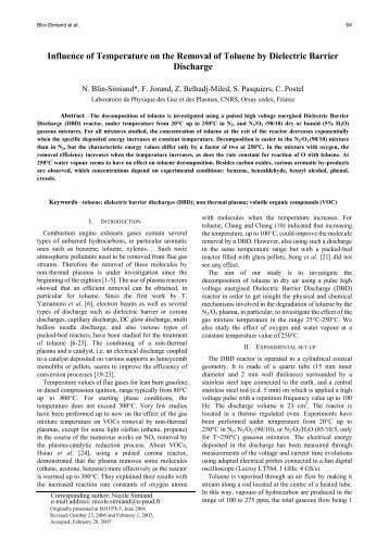 Influence of Temperature on the Removal of Toluene by Dielectric ...