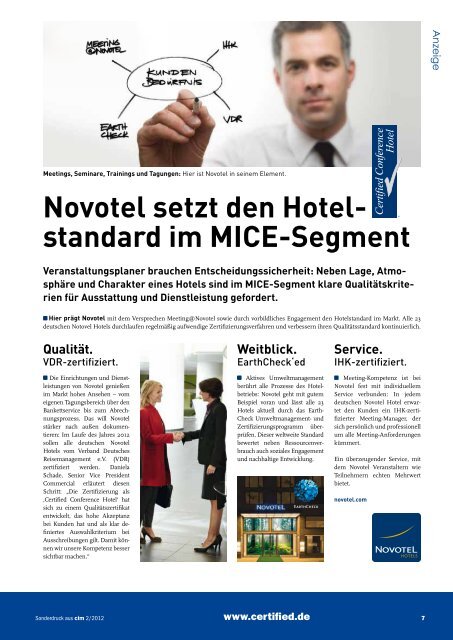 Novotel setzt den Hotel - Certified.de
