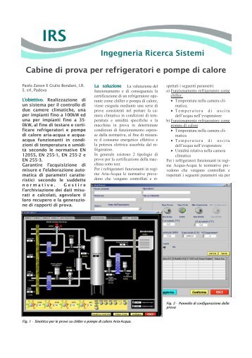 Cabine di prova per refrigeratori e pompe di calore Ingegneria ... - IRS