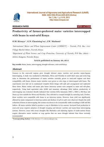 Productivity of farmer-preferred maize varieties intercropped with beans in semi-arid Kenya