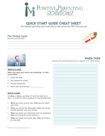 QUICK START GUIDE CHEAT SHEET - Positive Parenting Solutions