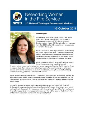 Ann Millington - Networking Women in the Fire Service