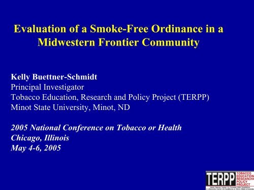 Evaluation of a Smoke-Free Ordinance in a Midwestern Frontier ...