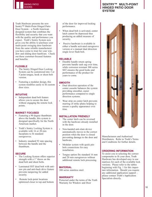 sliding patio door - Truth Hardware