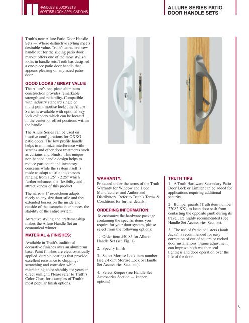 sliding patio door - Truth Hardware