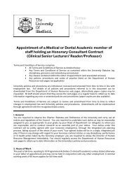 terms and conditions - senior clinical lecturer - University of Sheffield