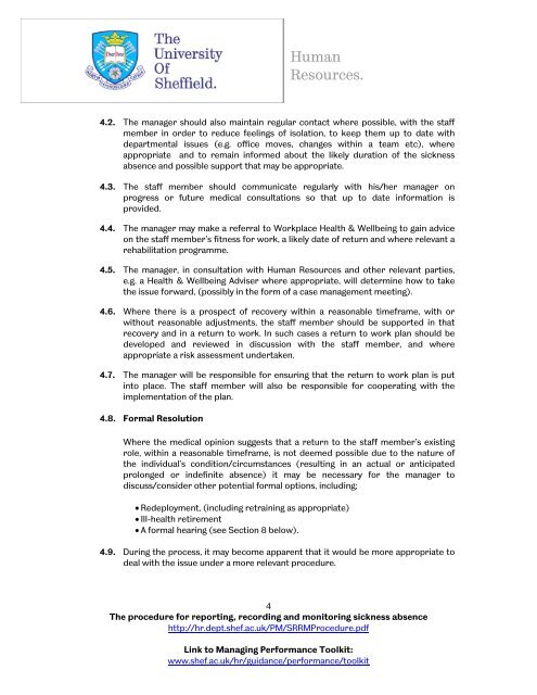 Sickness Absence Management Procedure