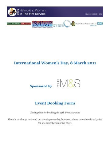 International Women's Day, 8 March 2011 Event Booking Form