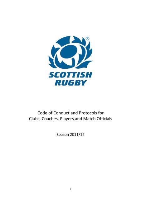 Code of conduct and protocols 2011-12 - Scottish Rugby Union