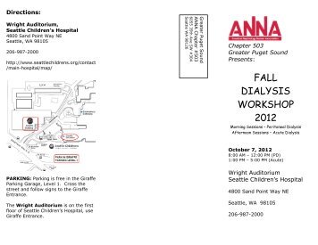 FALL DIALYSIS WORKSHOP 2012 - Northwest Renal Network