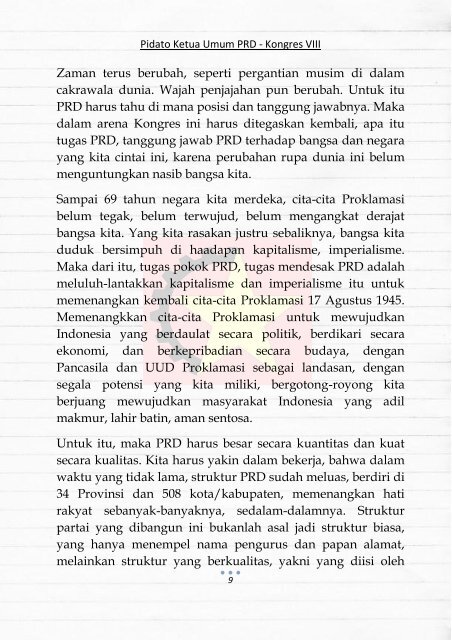 Pidato Ketua Umum Partai Rakyat Demokratik Pada Pembukaan Kongres Ke-8