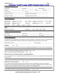 Summer Youth Camp Registration Form - Student Union, Inc. - San ...