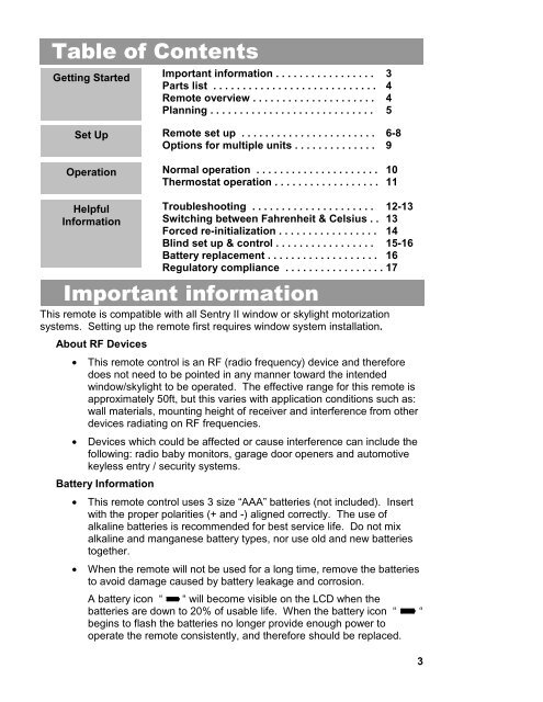 Sentry II Remote Operating Instructions - Truth Hardware