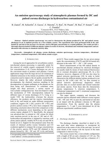 An emission spectroscopy study of atmospheric plasmas formed by ...