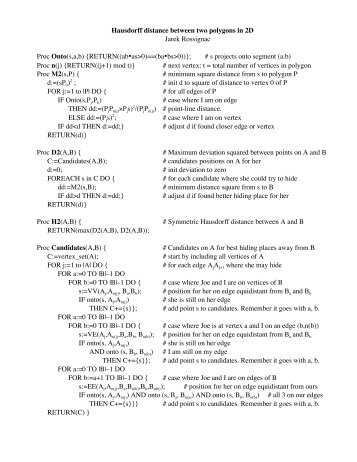 Hausdorff distance between two polygons in 2D Jarek Rossignac ...