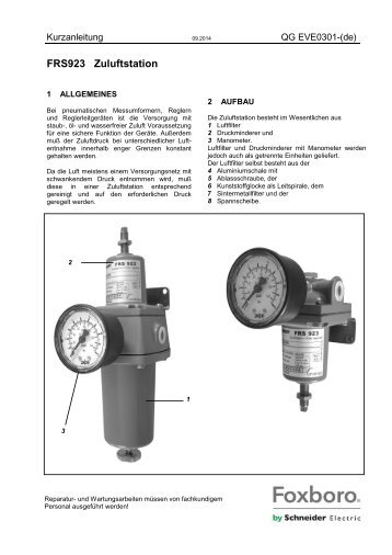 Kurzanleitung - FOXBORO ECKARDT