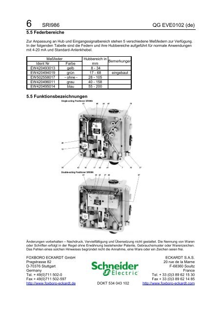 sri986 electro-pneumatic positioner - FOXBORO ECKARDT