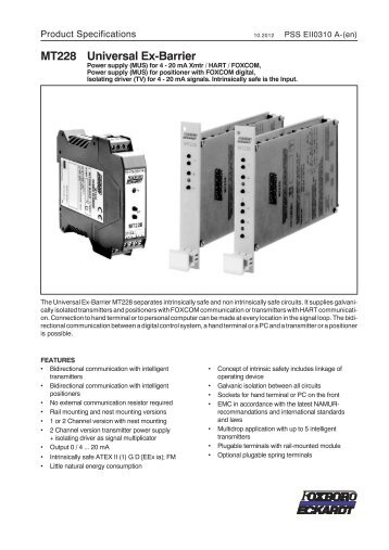 MT228 Universal Ex-Barrier - FOXBORO ECKARDT