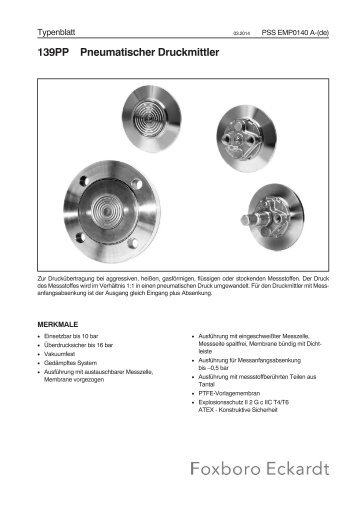 139PP Pneumatischer Druckmittler - FOXBORO ECKARDT GmbH