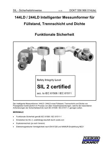 SIL-Sicherheitshinweise - FOXBORO ECKARDT GmbH