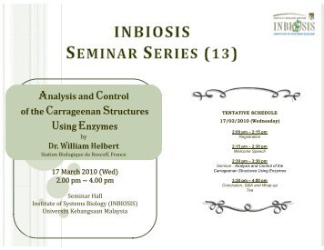 INBIOSIS Seminar Series - Universiti Kebangsaan Malaysia