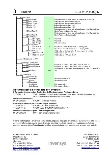 SRD991 Posicionador Inteligente - FOXBORO ECKARDT