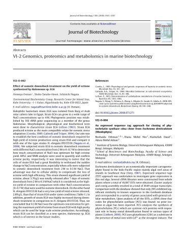 Journal of Biotechnology - INBIOSIS - Universiti Kebangsaan Malaysia